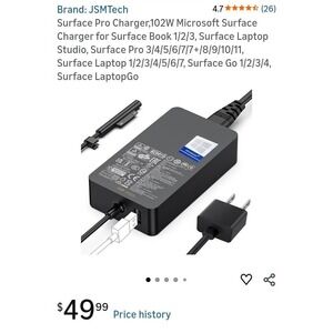 199W Surface Pro Charger For Surface Pro Laptop 9/8/7/6/5/4/3 Surface Go 3/2/1